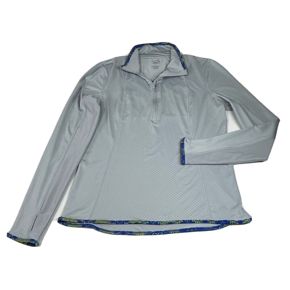 Reel Legends 1/4 Zip Women's M Pullover Fly Fishing Gray Activewear Long Sleeve